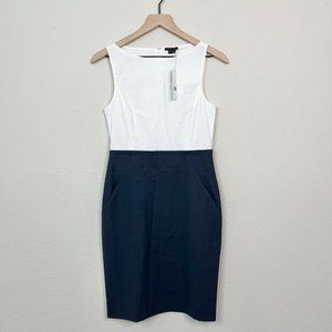 Theory Women’s Felisha C White Navy Sheath Sleeveless Dress Size 4 80771612